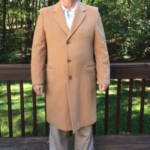 Men’s Camel Overcoat size is approximately 46 long
